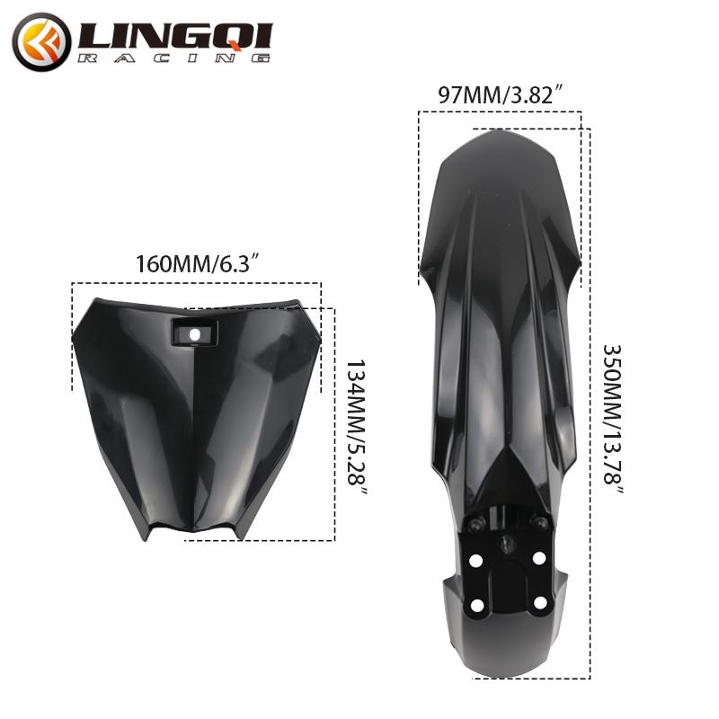 LINGQI RACING Motorcycle Front Fender With Number Plate Fairing Cover For 49cc Mini Dirt Pit Bike Kids Motocross Minimoto