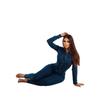 Turn Down Collar Women One Piece Full Sleeve Tight High Waist Bodycon Overalls Denim Jumpsuits Sheath Long Rompers Fall Pants