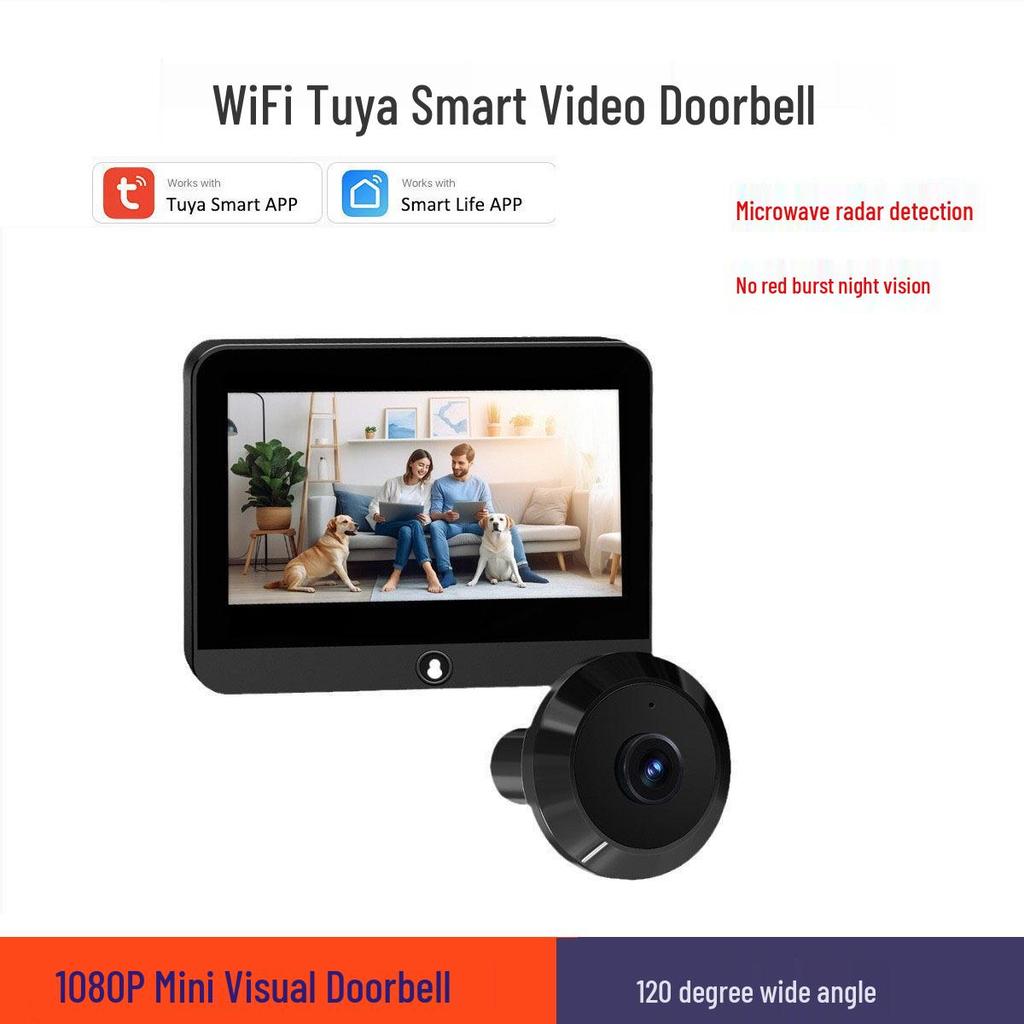 Tuya Smart WiFi Electronic Peephole Doorbell: Wireless Graffiti Camera with Remote Control.