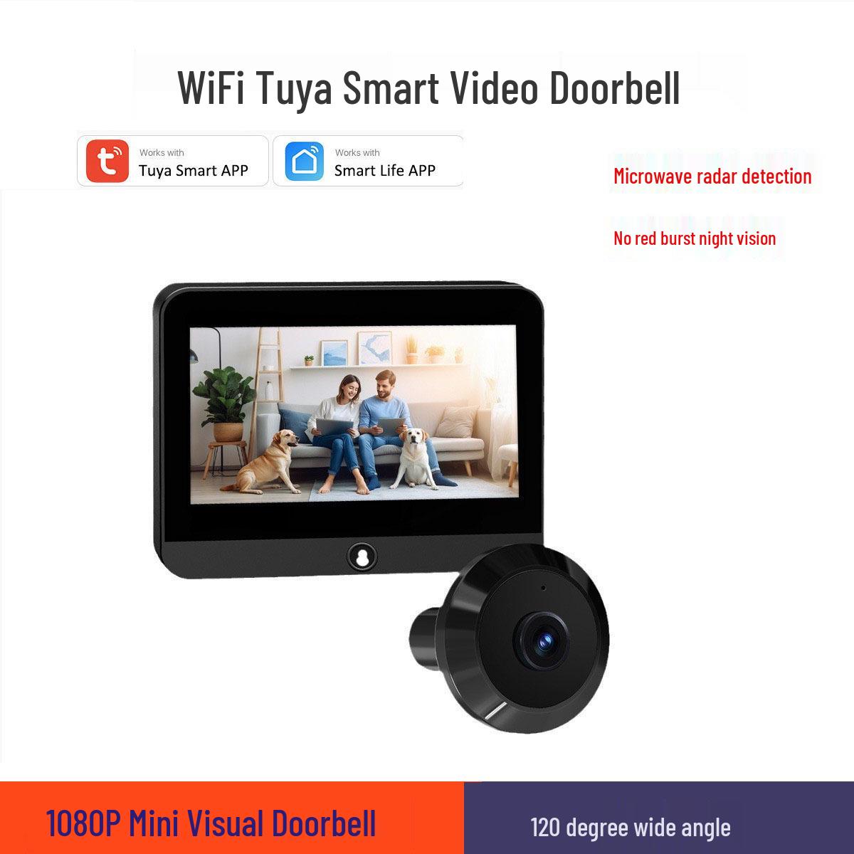 

Умная камера глазка 3 МП с приложением Tuya, удаленным вызовом и визуальным дверным звонком против кражи