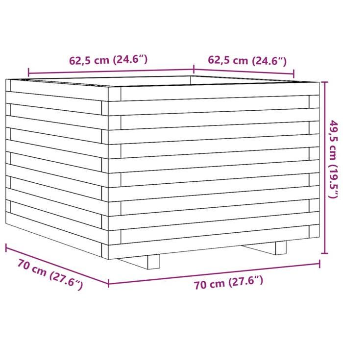 VidaXL Jardinière 70x70x49,5 cm bois de pin imprégné, jardinière d'extérieur, bac à fleurs, boîte à plantes, jardinière de 847367
