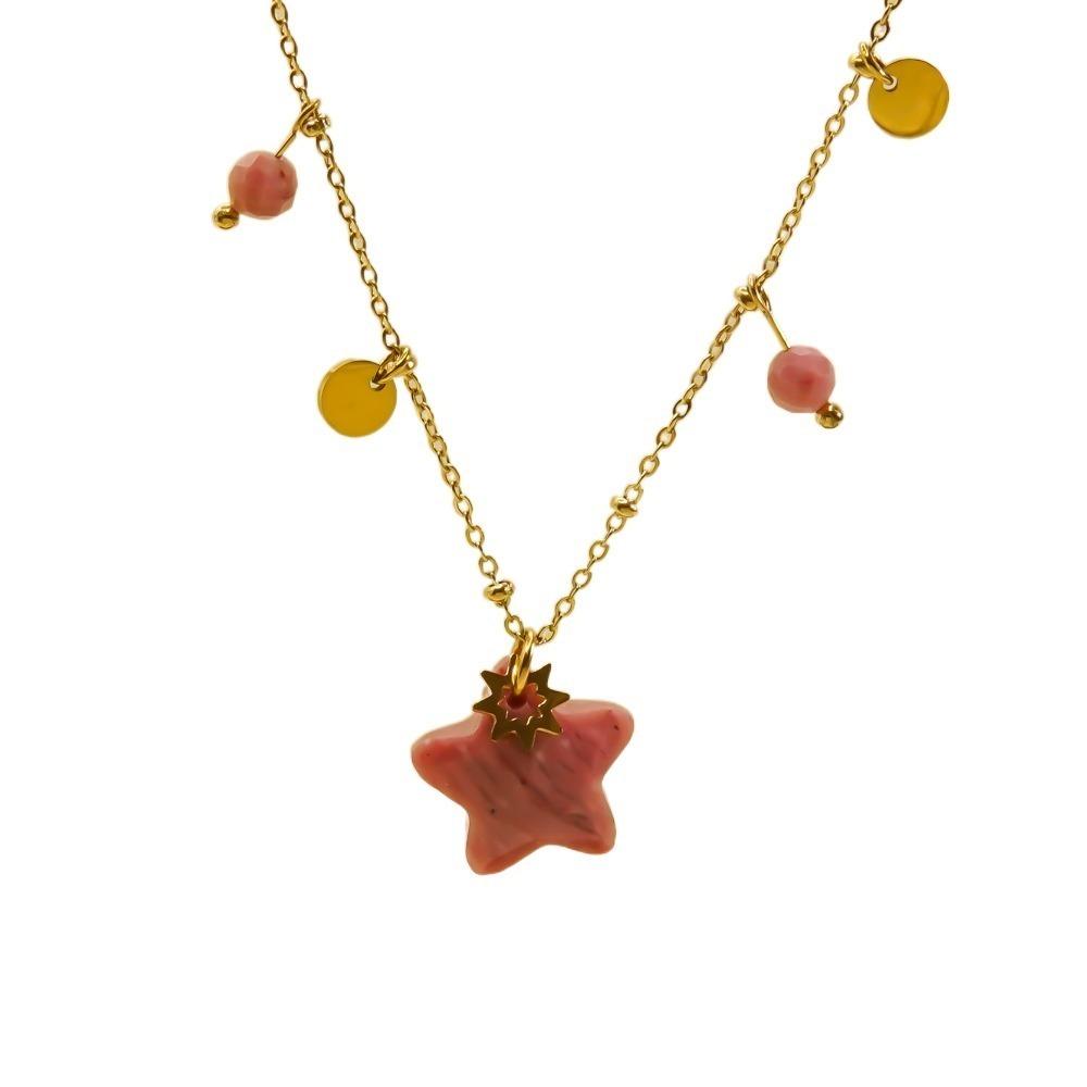 Natural Star Pendant Neck Chain Vintage Women Neck Choker Sweater Chain Star Stone Necklace  Gifts