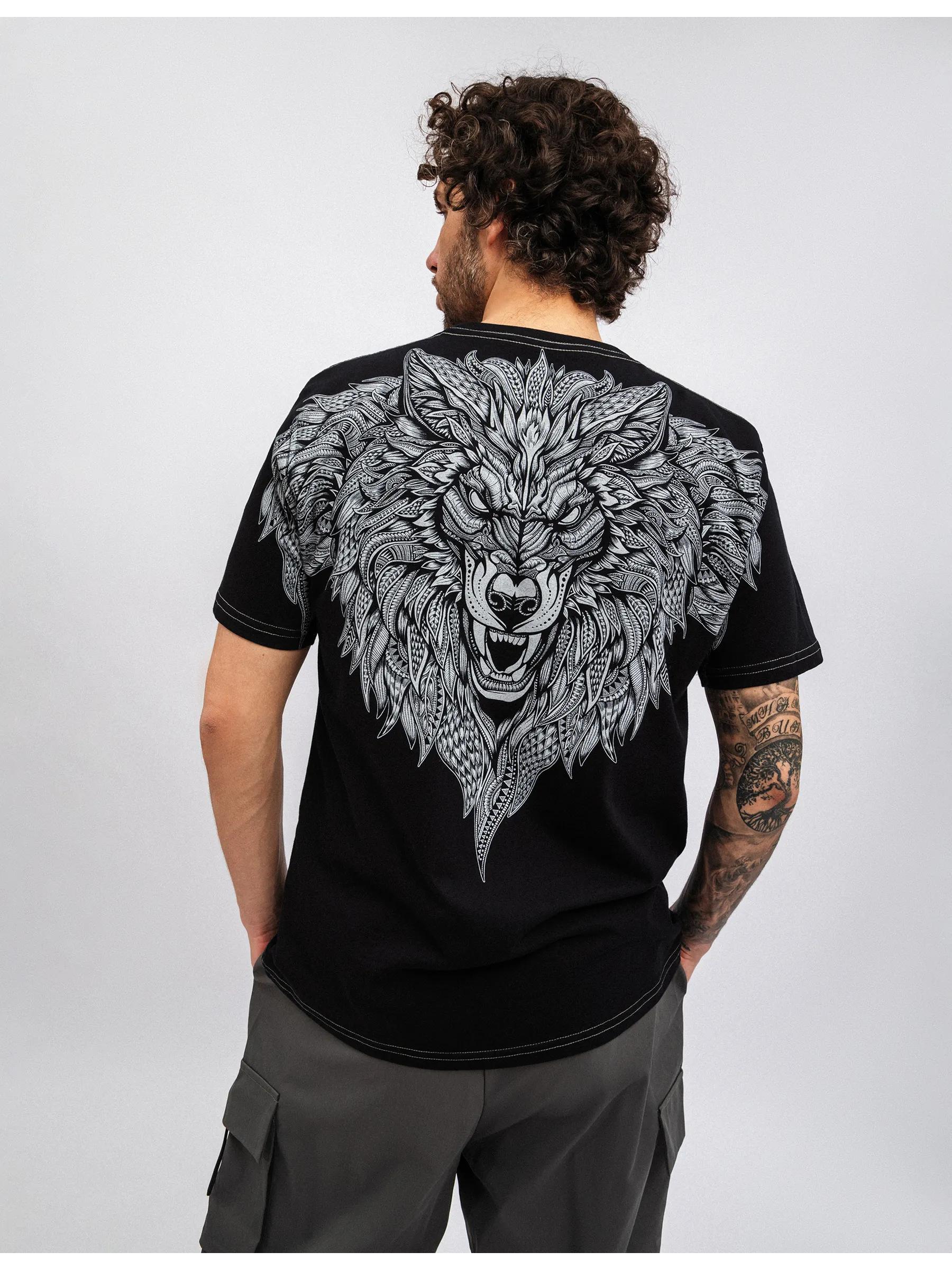 Black auto mechanic print T-shirt S