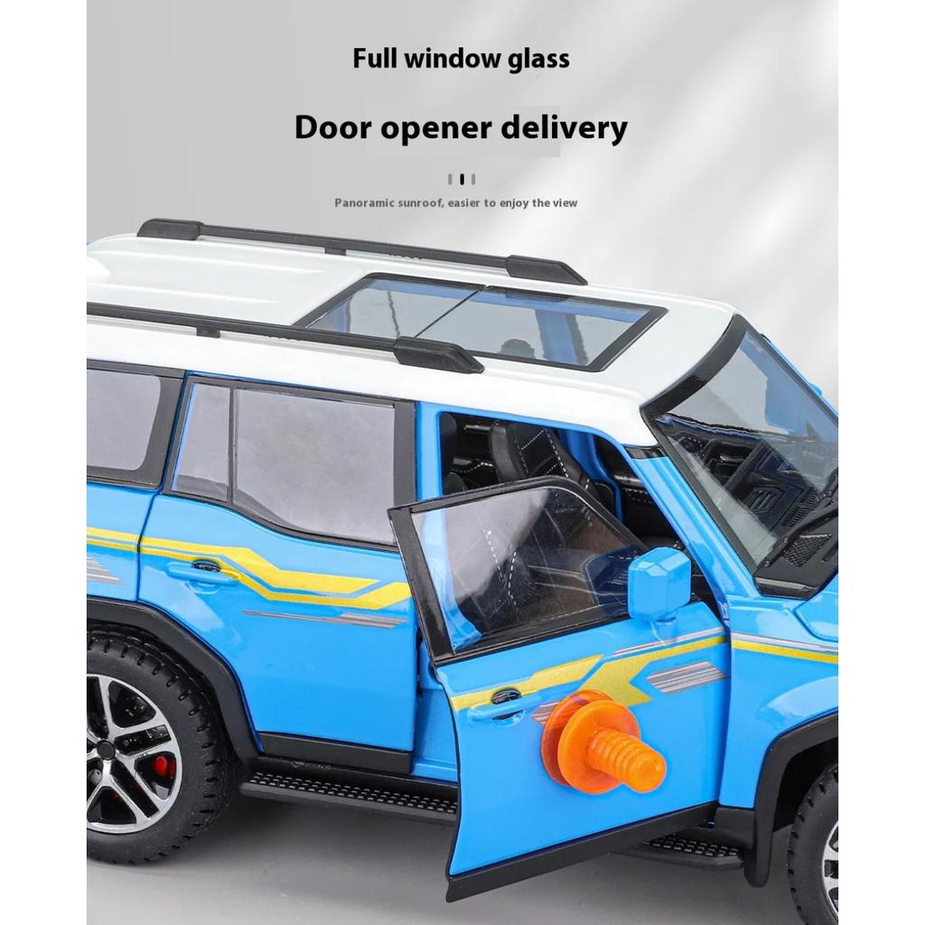 1/24 Toyota Prado LC250 Automobile Model Metal Die Cast Simulation Sound Light Seat Foldable Boys Birthday Gift Children's Toys