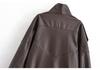 European Style Autumn/Winter Elegant Women's Lychee Pattern Leather Jacket