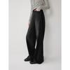 ELLE Women's French Style Black Wide-Leg Jeans