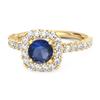 Blue Sapphire Round Cushion Halo Ring - 925  Sterling Silver Gold Vermeil