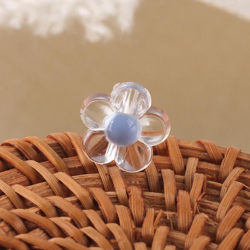 12mm Transparent Inner Color Straight Hole Drop-Oil Flower Acrylic Beads DIY Kids Bracelet Jewelry Accessories