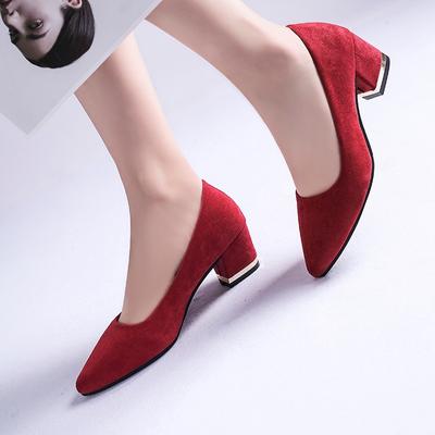 Spring 2024 Thick-heeled Single-shoe Women's New Korean Version of The Fashion Pointy Work Shoes Career High-heeled Women
