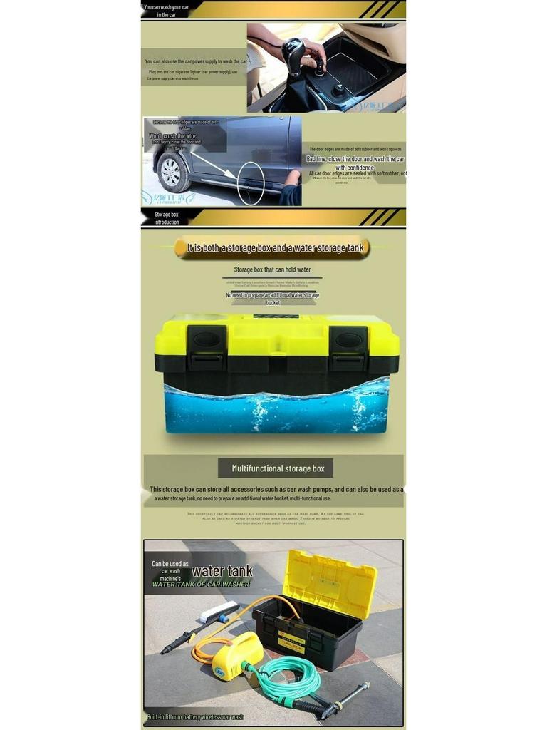 Portable High-Pressure Car Washer Set with Brush and Water Gun