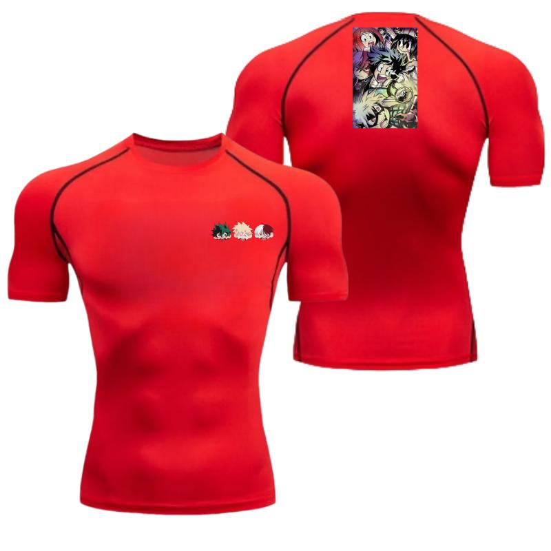 Graphic Compression Shirts Men Gym Workout Running Tshirt Summer Athletic Quick Dry Tees Tops Short Sleeve Rash Guard Tee for