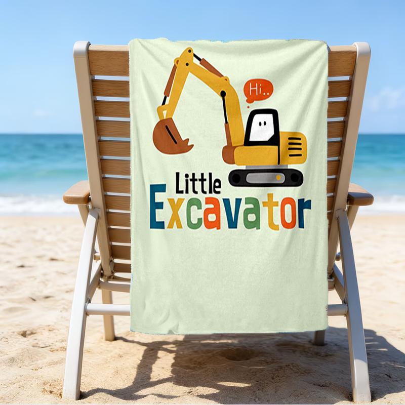 Ultra-Soft Beach Towel with excavator Theme,Ideal for Pool - Camping, Diving - Perfect Travel Essential, Vibrant Beach Towel.