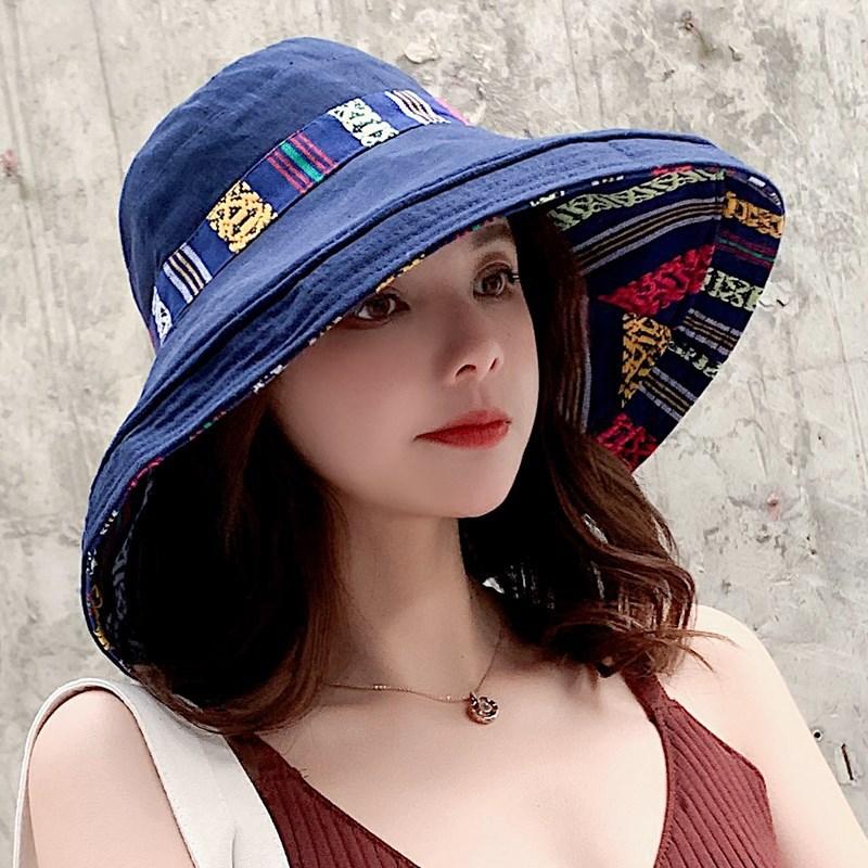 Retro Beach Hat For Women, Summer Sun Protection, Ethnic Style, Big Brim Hat For Outings, Sun Protection, Seaside Cool Hat