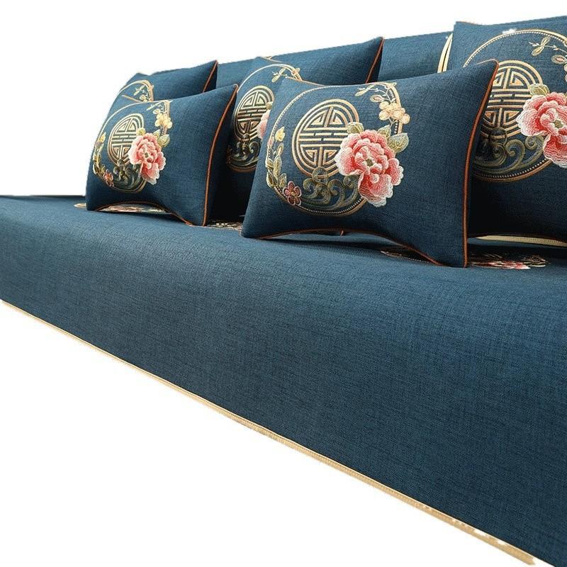 Mahogany Furniture Sofa Cushion, Seat Cushion Cover, Embroidered Backrest Towel, High-Grade Non-Slip Cover Brohan Bed Cushion Cover