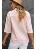 2025 Summer Women's Solid Color Five-Sleeve Loose Fit Pullover Shirt, Plus Size