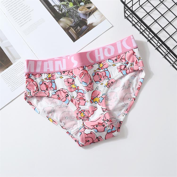 Plus Size Women's Pure Cotton Cartoon Briefs - Antibacterial, Breathable, Unisex, Four-Corner Design