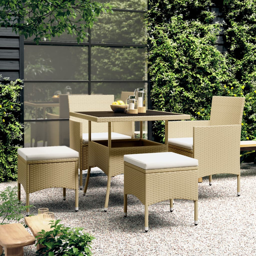 Ensemble à manger de jardin 5 pcs Résine tressée