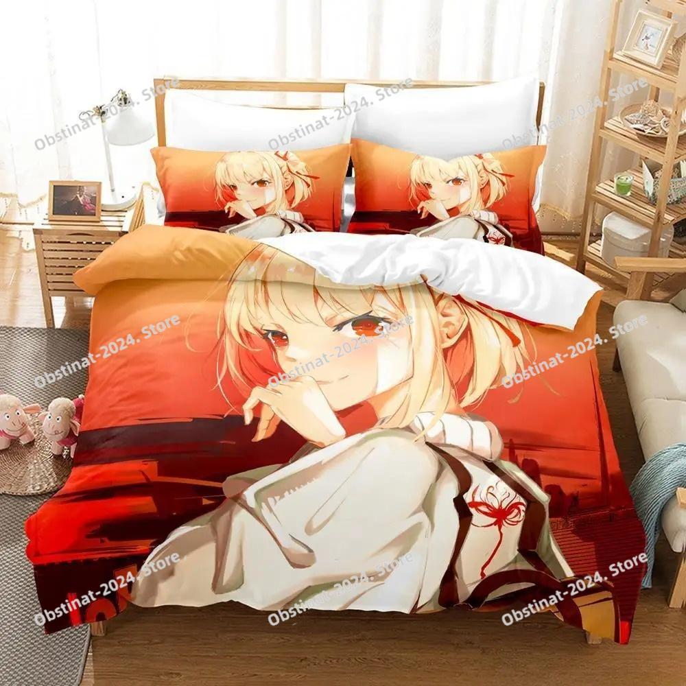 3d Print Anime Kawaii Girl Lycoris Recoil Bedding Set Single Twin Full Queen King Size Bed Set Adult Kid Bedroom Duvetcover Sets