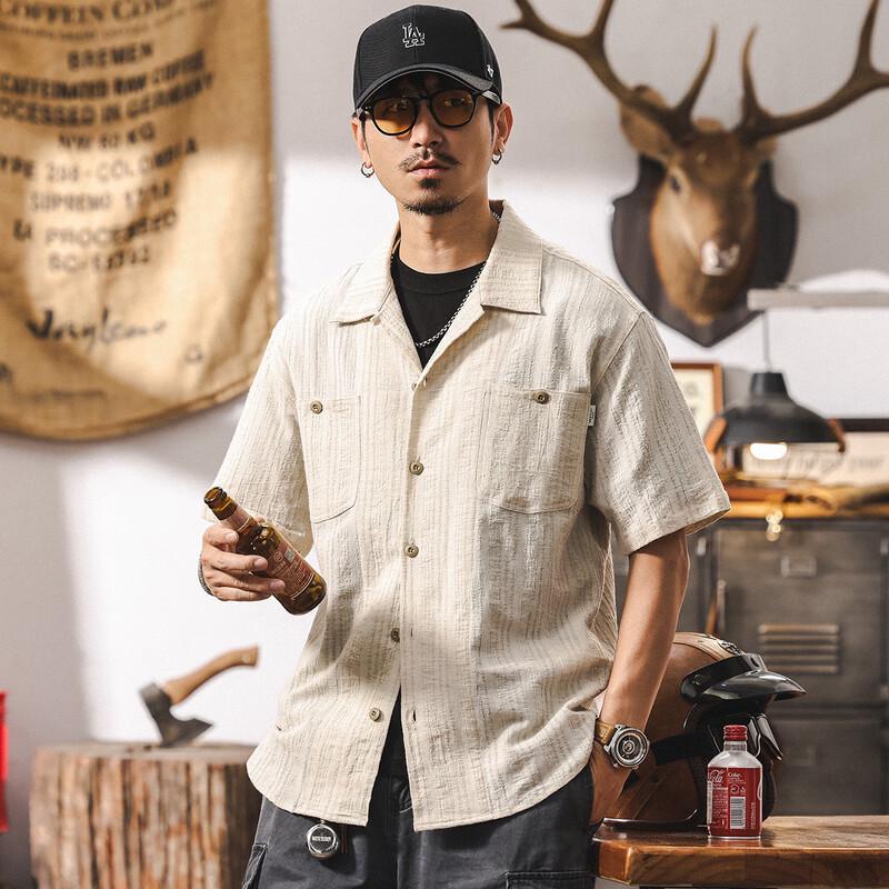 Men s Vintage Linen Blend Cuban Collar Short Sleeve Shirt 2XL