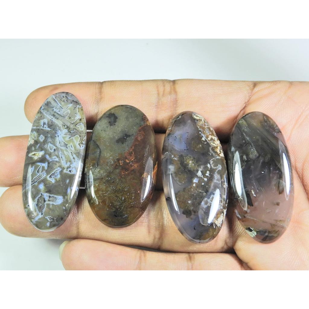 188Cts. Natural Turkish Stick Agate Oval Cabochon Loose Gesmtone 4 Pcs Lot A-200