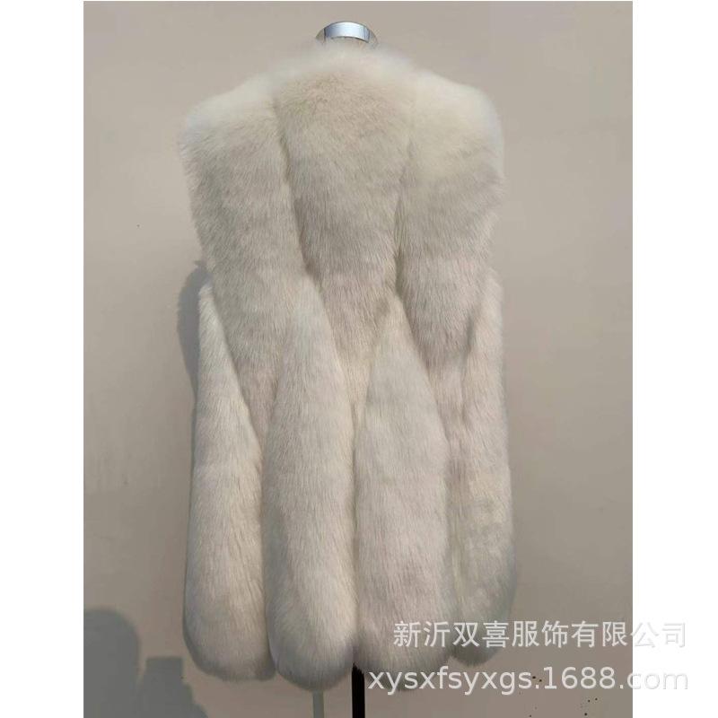 Haining fur winter new warm fur vest women's medium and long Korean version slim-fitting imitation fox fur coat