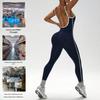 Women's Color Block Backless Slim Fit Bodysuit for Yoga Fitness