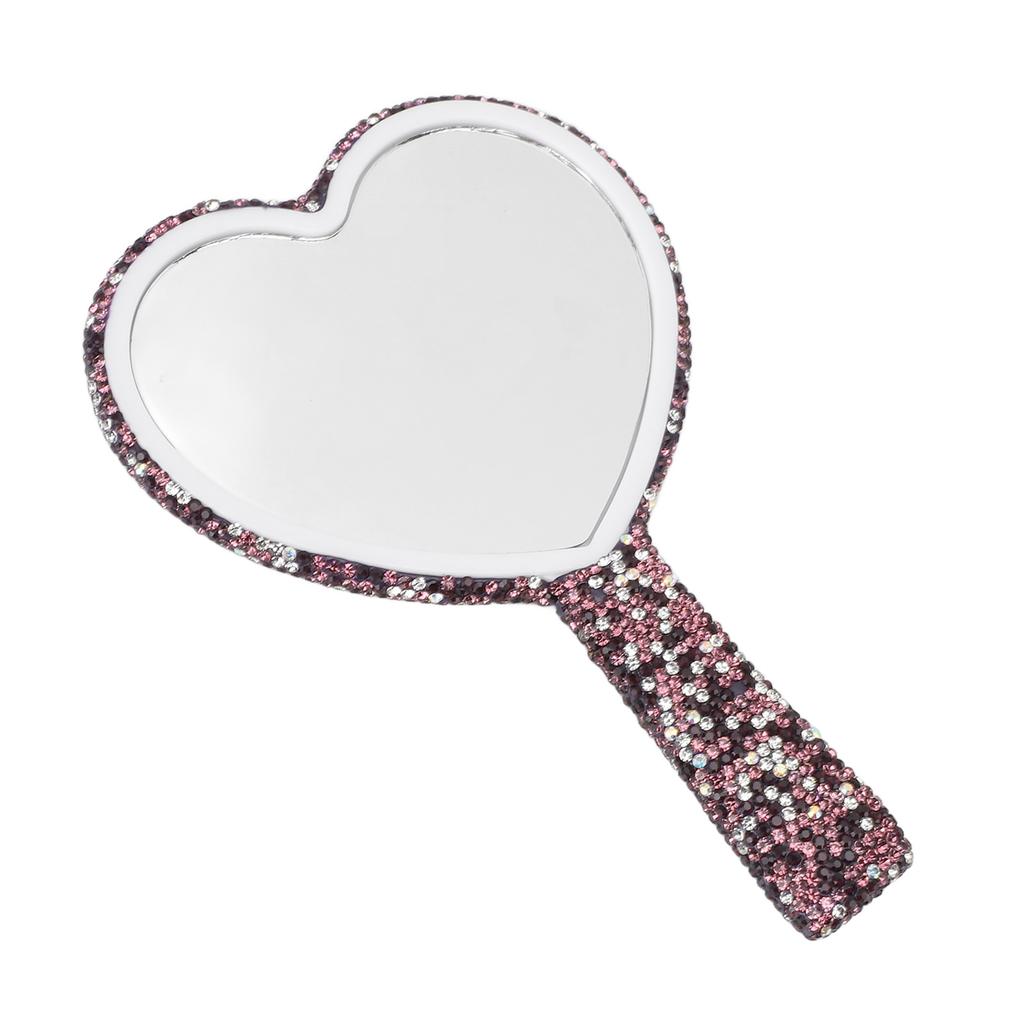 Rhinestone Handheld Mirror Portable Cute Sparkling Handheld Bling Heart Mirror for Weddings