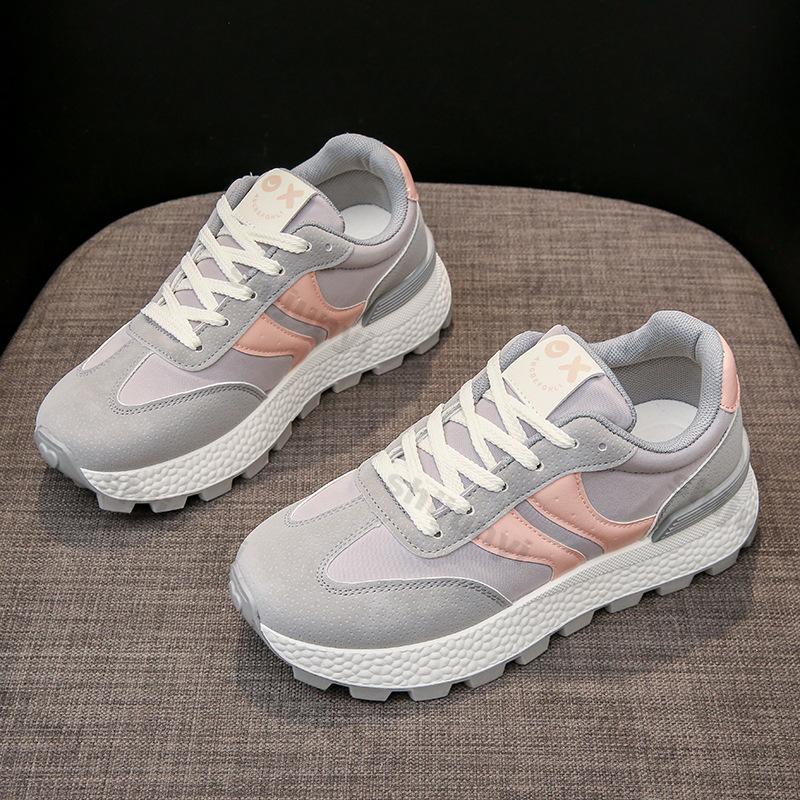 Fashion Platform Sneakers for Women 2026 Spring Lace Up Sports Running Shoes Woman Non Slip Thick Sole Increase Casual Sneakers
