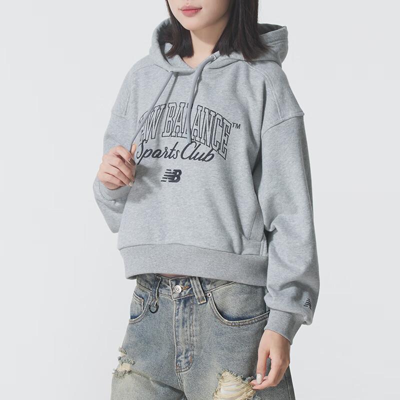 New Balance Sweatshirts Women's Gray Hooded Moderate Regular NCF42602-MGR