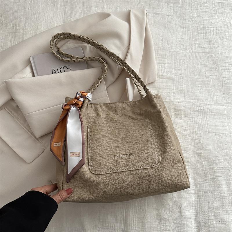 

Tote bag new large bag large capacity student class shoulder bag commuting solid color fashion casual bag women хакі