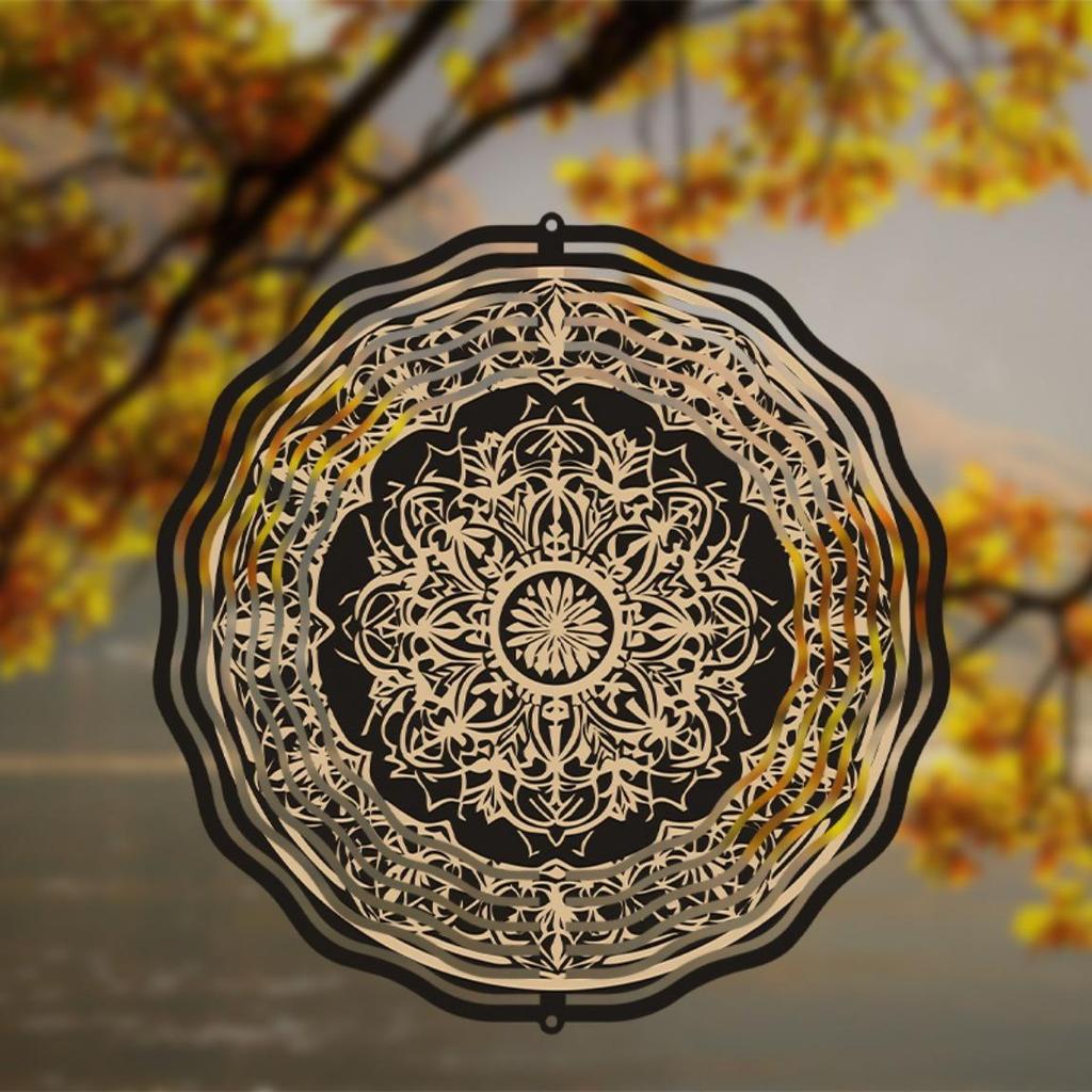 Vintage Metal Wind Chime with Intricate Mandala Design for Indoor Outdoor Garden Home Decor Holiday Christmas Halloween Thanksgiving