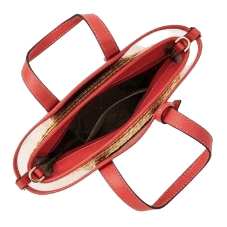New MICHAEL KORS Kimberly Leather Tote Bag Shopping Bag Shoulder Bags Handbags Small Size Women's Transparent Coral Red 35T2G7KT5W-801
