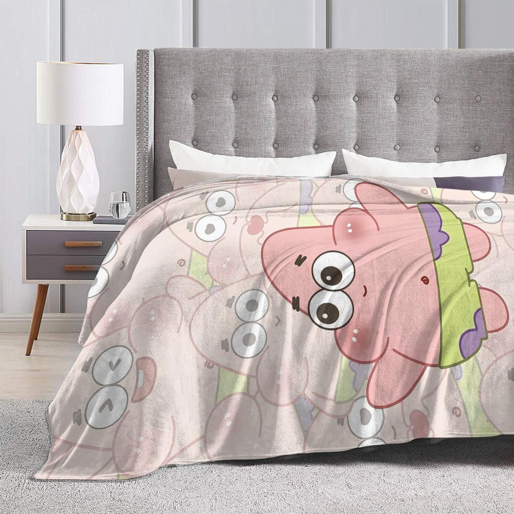Cute Patrick Star SpongeBob Flannel Blanket Vintage Throw Blanket for Bed Sofa Couch 125*100cm Bedspreads