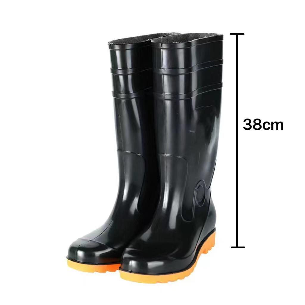 Men's high tube rain shoes water shoes fashion beef tendon sole rain boots rubber shoes non-slip thickened labor protection water boots men's fashion