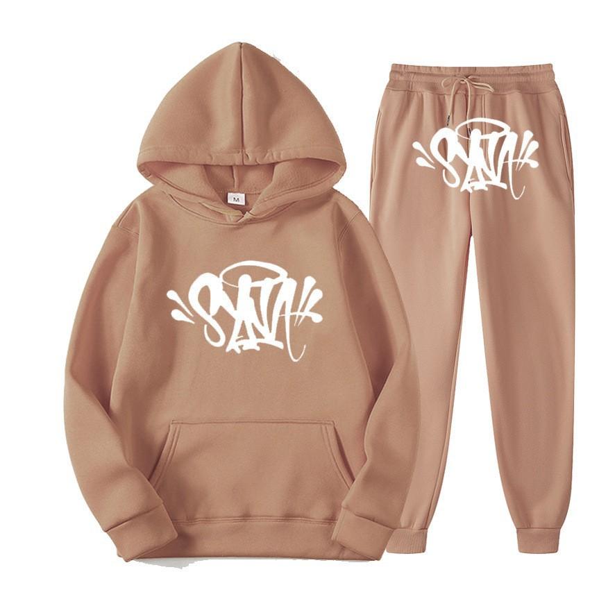 SynaWord High Street Fashion Trendy Brand Suit Men's Ins Trend Hip Hop Hoodie Syna Print Sweater Suit