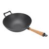 Cast Iron Wok Pan Multifunctional Stir Fry Pan with Wood Handle for Induction Cooker Electric Ceramic Stove Gas