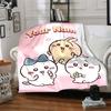 1pc Chiikawa Blanket with Custom Name, Gift, for Men and Women, Soft Blanket, Good for Sofa Bed Couch Travel, Lightweight Flannel Blanket