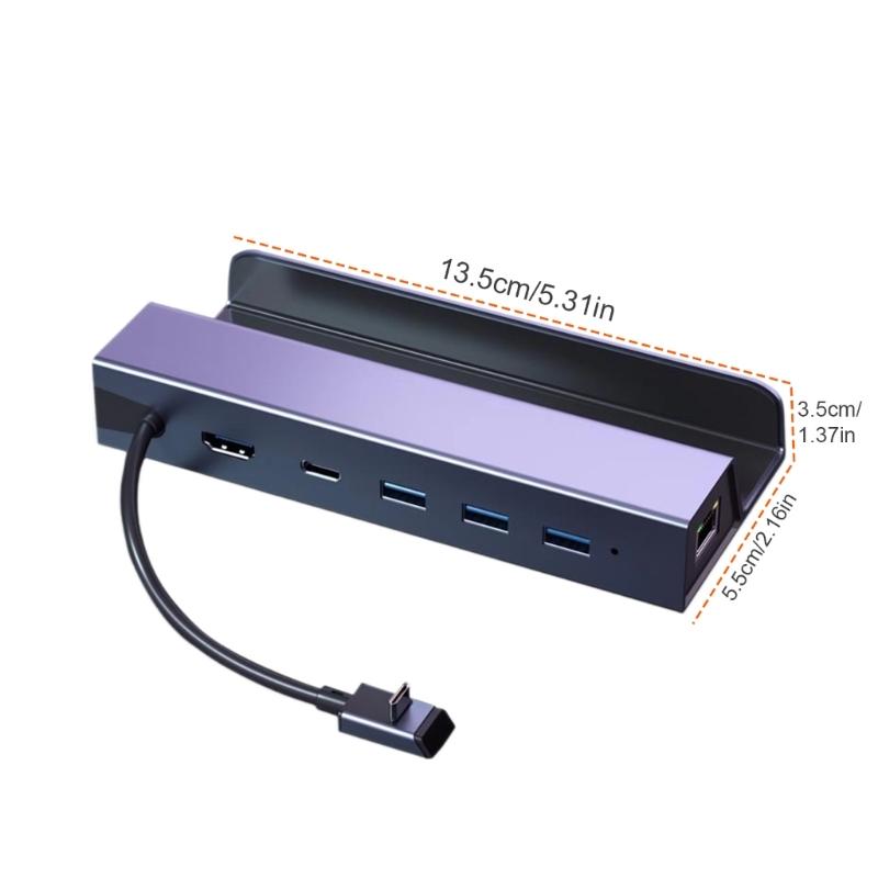 Multiple Port USB C Hub with 4K 60Hz Gigabit Adapter Aluminum USB C Dock for Gaming Dock Aluminum Base