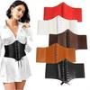 Pu Leather Corset Belt Elastic Punk Gothic Wide Belt Women'S Shirt Dress Belt Breathable Female Cummerbund For Daily Wear Dates