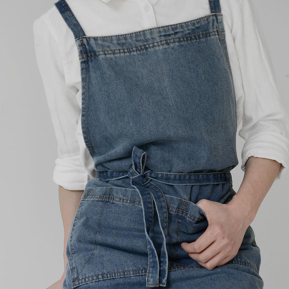 

Thickened Denim Canvas Apron: Stain-proof All-cotton Bib for Kitchen and Work One Size