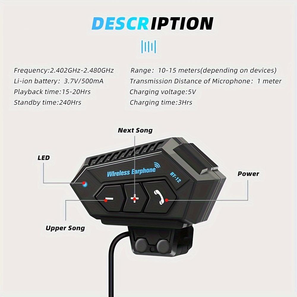 Interphone Bluetooth pour moto 500mAh Longue autonomie Système de communication BT12