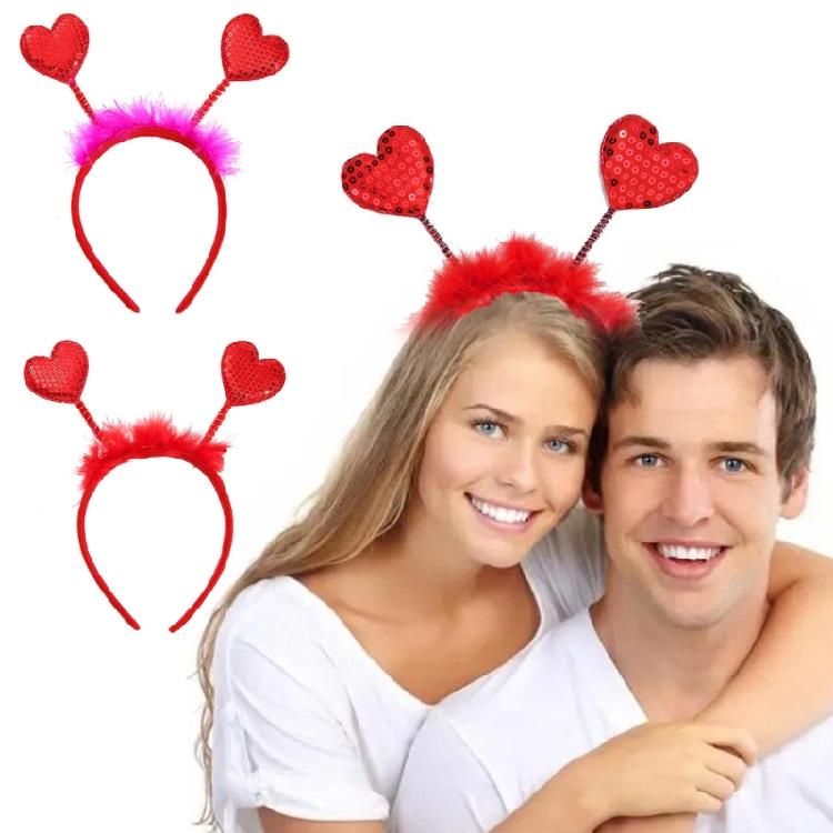Sequins Hairband Valentine's Day Heart Headbands Red Heart Garland for Valentine