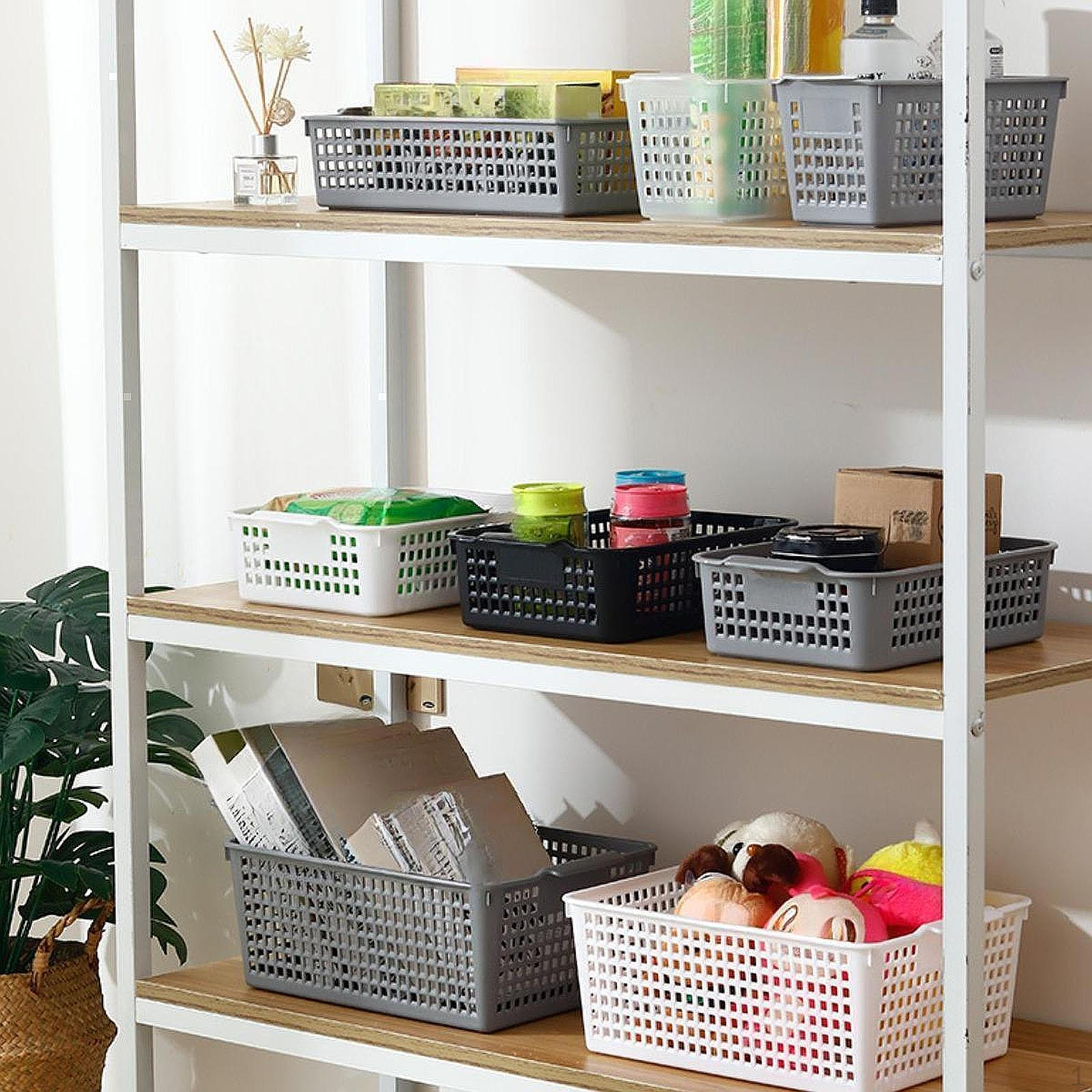 

6 шт. Корзины для хранения Контейнер Большая вместимость Простой органайзер Коробка для организации закусок чёрный