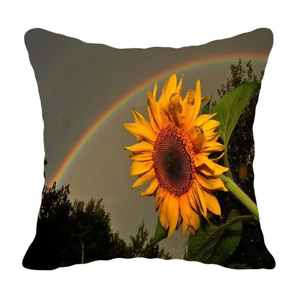 Sunflower Print Pillowcase Office Living Room Home Pillowcase Car Ornaments