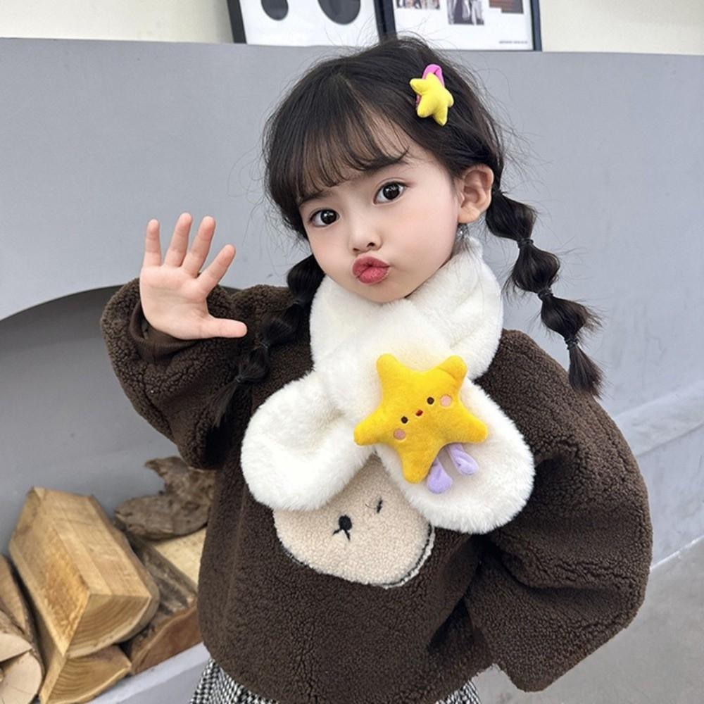 Thick Warm Children Winter Scarf Cartoon Star Shawl Scarves Fashion Cross Neck Scarf