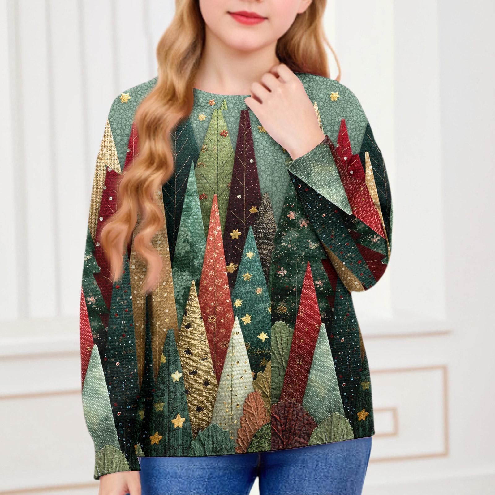 

Рождественские свитшоты для детей мальчиков и девочек вязаный свитер милая рубашка осенний пуловер с круглым вырезом топы 150