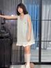 French Sweet Style Sleeveless Dress With Knitted Fabric For Summer Casual Wear