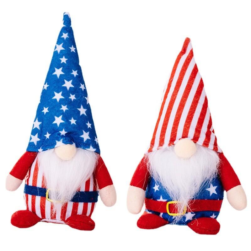 Adorable Plush Independence Day Decor Star Doll With Striped Hat For Festive Styling