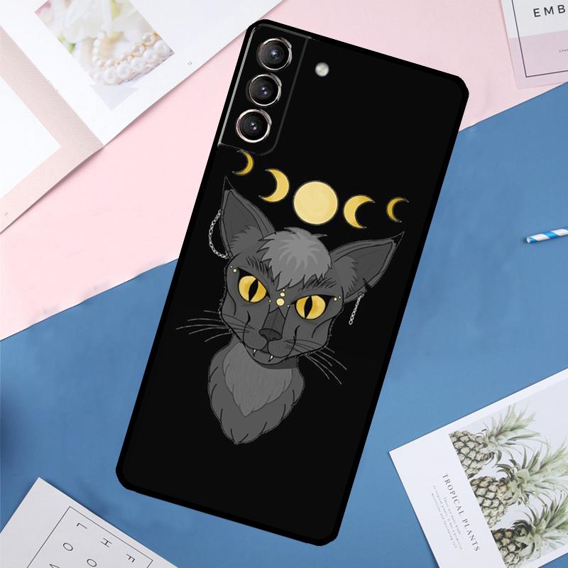 Witches Cat Moon Case For Samsung Galaxy S24 Ultra S21 S22 S23 S25 Ultra S9 S10 Plus S20 FE S25 FE Back Cover