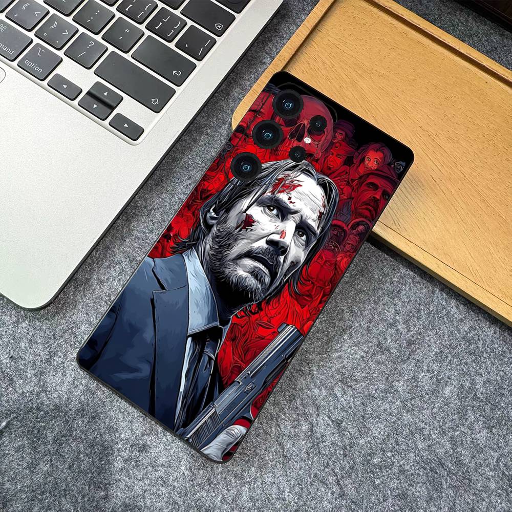 1pc Classic J-john Movie W-wick Phone Case For Samsung S 24 Fe 25 Ultra Plus 20 Lite 21 30 22 23 24 22 Ultra 5G Fundas